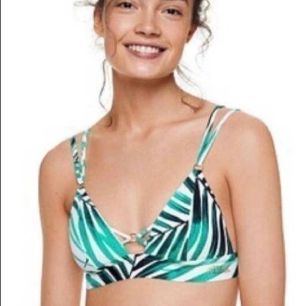 PINK VS palm sleeves safari green white bralette